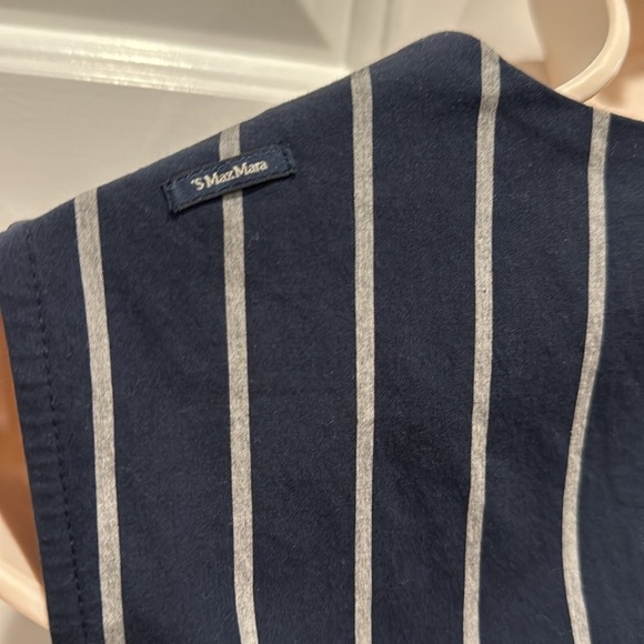 ‘S MaxMara midi sleeveless navy and grey stripe dress size 10 - Picture 10 of 13